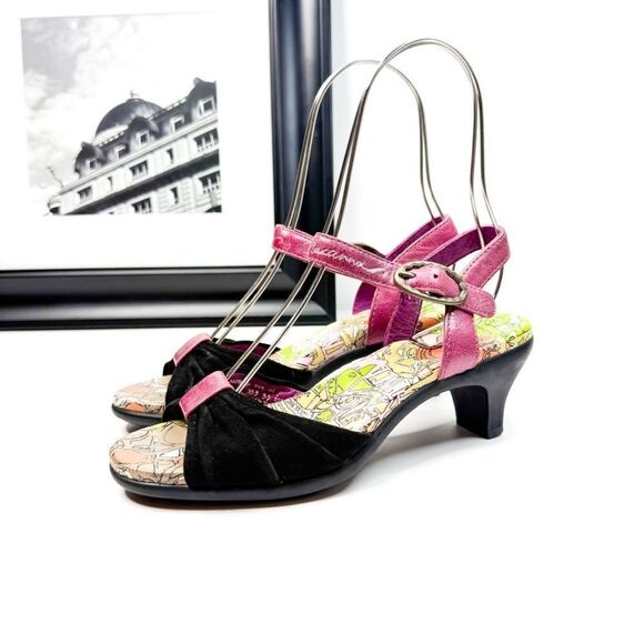 Macanna Italy Pink & Black Leather Heels - Size 5.5 - Vintage Chic! - Picture 3 of 9